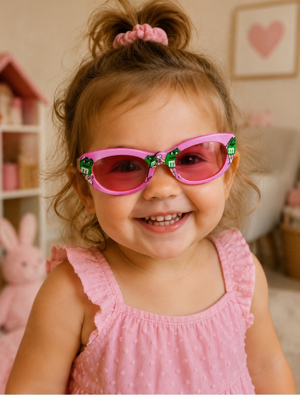 M&M'S Pink Kids Character Sunglasses with Green M&M Accents